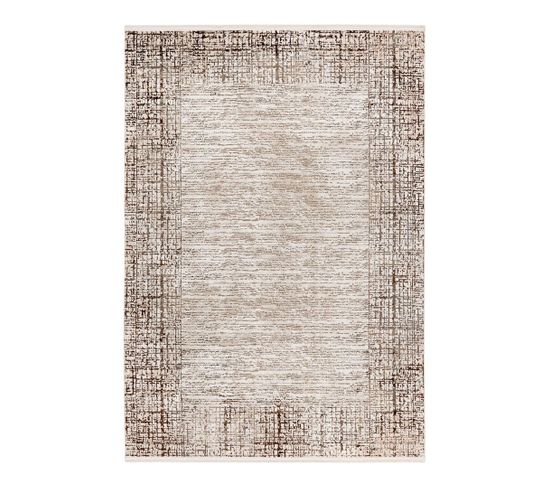 Tapis Rayé Rectangle Moderne Poils Ras Livio Beige 200x290