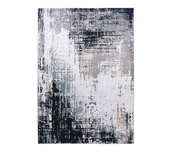 Tapis Gris Lavable En Machine Abstrait Design Malone Gris 80x150