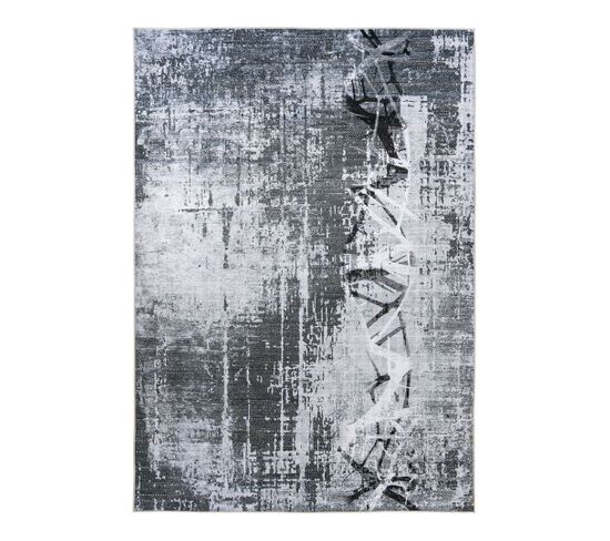 Tapis Abstrait Lavable En Machine Gris Design Kimi Gris 80x150