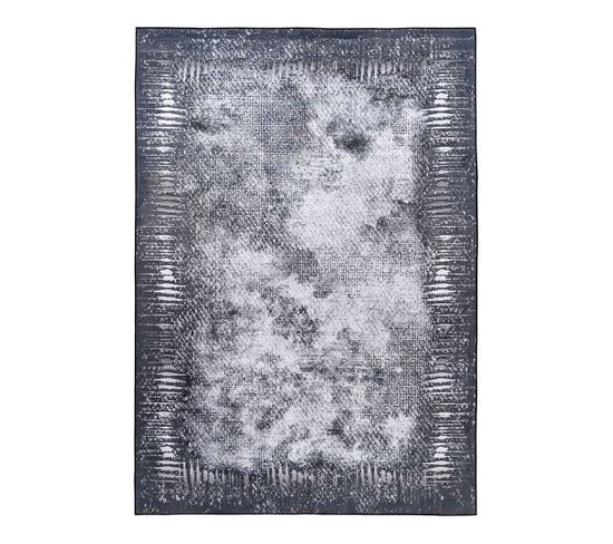 Tapis Gris Vintage Rayé Lavable En Machine Vincent Gris 80x150