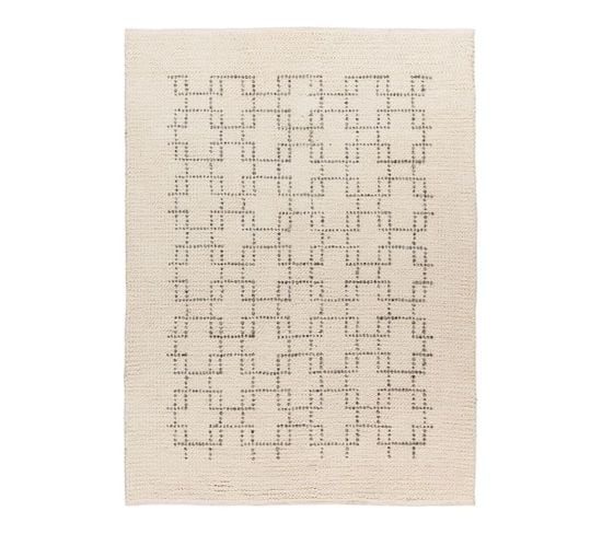 Tapis En Laine Et Polyester Moderne Courtes Mèches Louna Crème 80x150