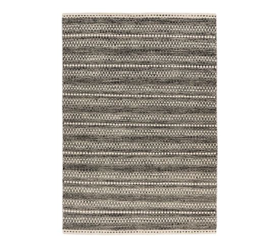 Tapis 100% Laine Plat Design Rectangle Indiana Gris 200x290