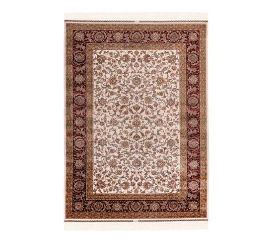 Tapis Avec Franges Oriental Rectangle Luxe Heriz Crème 80x150