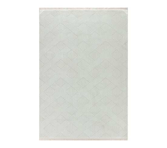 Tapis Design Avec Franges Graphique Rectangle Aimee Crème 80x150