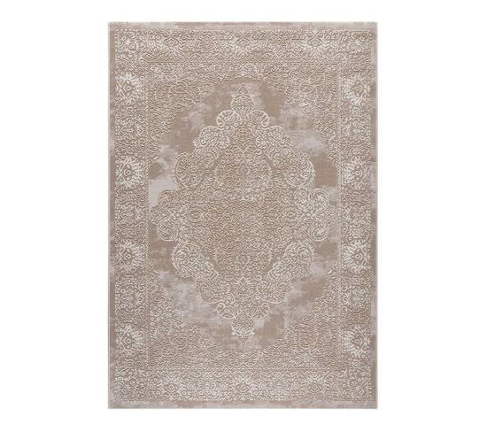 Tapis Baroque Effet Brillant Rectangle Katoun Crème 80x150