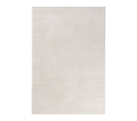 Tapis Scandinave Graphique Courtes Mèches Taro Crème 80x300