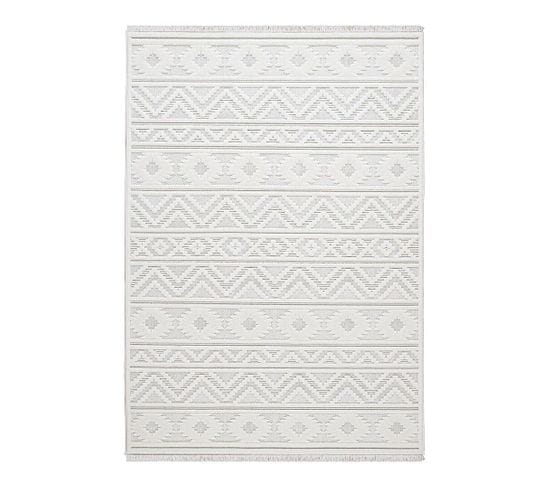 Tapis Kilim Crème Intérieur Avec Franges Mehari Crème 80x300