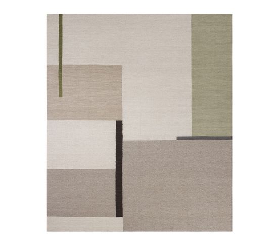 Tapis Laine Et Coton Moderne Graphique Lacis Beige 160x230