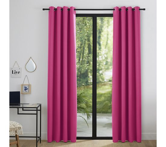 Lot De 2 Rideaux Occultant Fushia 140 X 260 Cm