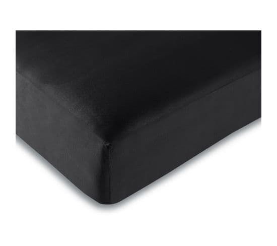 Drap Housse 57 Fils/cm² - Noir - 160 X 200 Cm