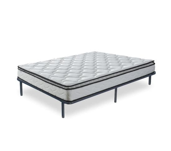 Ensemble Universel Sampur : Sommier + Matelas mousse accueil mémoire de forme - 140 x 190 cm