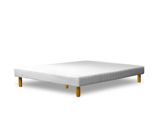 Sommier Confort 90 x 190 cm - Contour Tissu et structure en bois