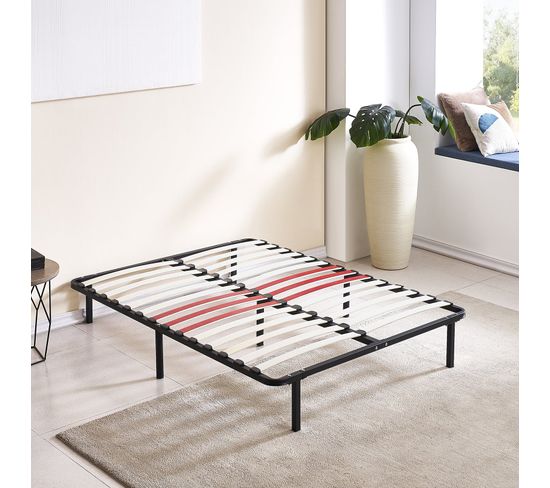 Sommier Somikit 160 x 200 cm - Résistant et confortable - Lattes renforcées - Pieds inclus