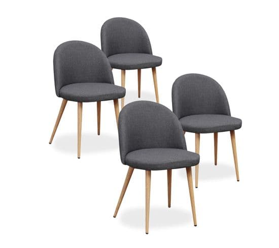 Lot De 4 Chaises Scandinaves Cecilia Tissu Gris Foncé