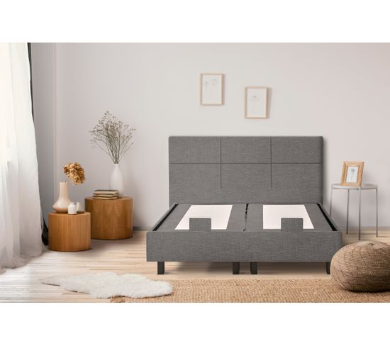 Sommier relaxation 2x80x200 cm EPEDA ZEN tissu gris anthracite