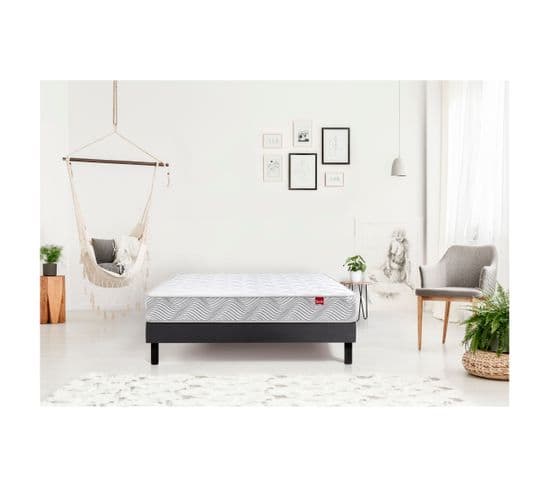 Pack matelas mousse ép.21 cm + sommier 140x190 cm VAGUE