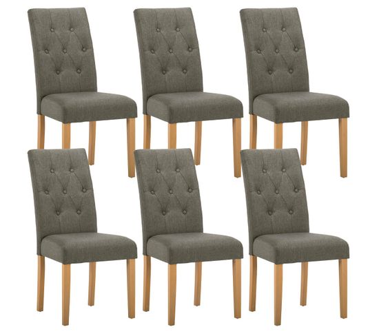 Lot De 6 Chaises Gris Taupe Avec Boutons - Oxford