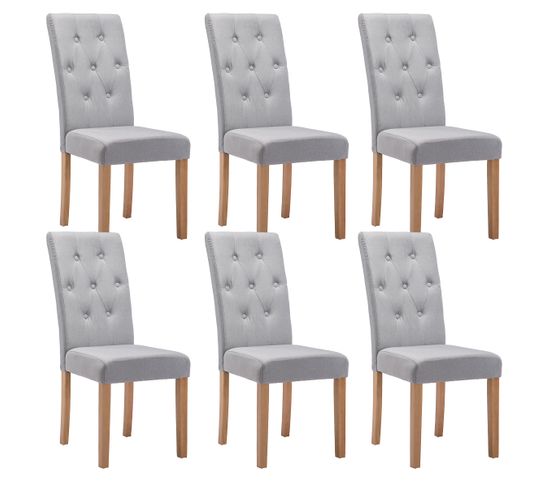 Lot De 6 Chaises Grises Avec Boutons - Oxford