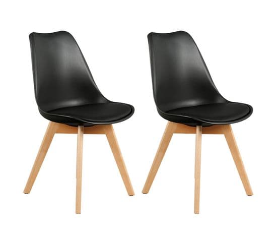 Lot De 2 Chaises Scandinaves Noires - Medaline