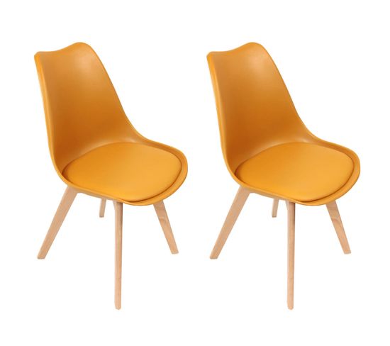 Lot De 2 Chaises Scandinaves Jaunes - Medaline