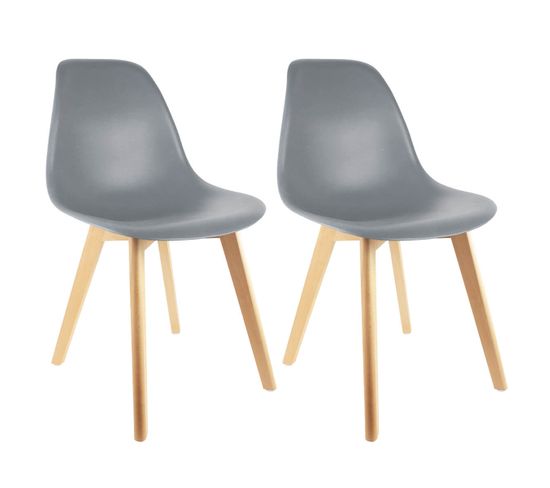 Lot De 2 Chaises Scandinaves Grises - Melya