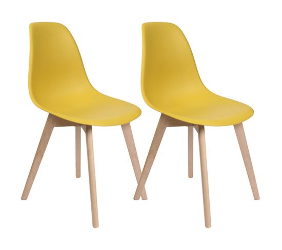 Lot De 2 Chaises Scandinaves Jaune Moutarde - Melya