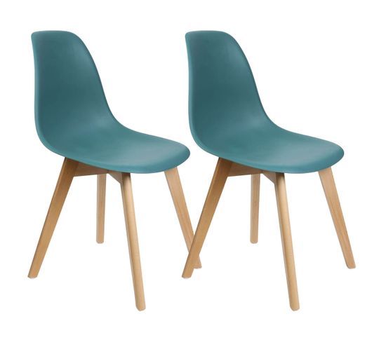 Lot De 2 Chaises Scandinaves Bleu Céladon - Melya