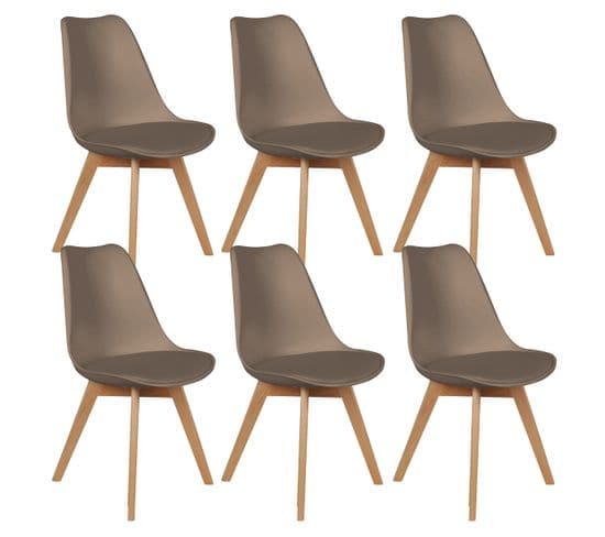 Lot De 6 Chaises Scandinaves Taupe - Medaline