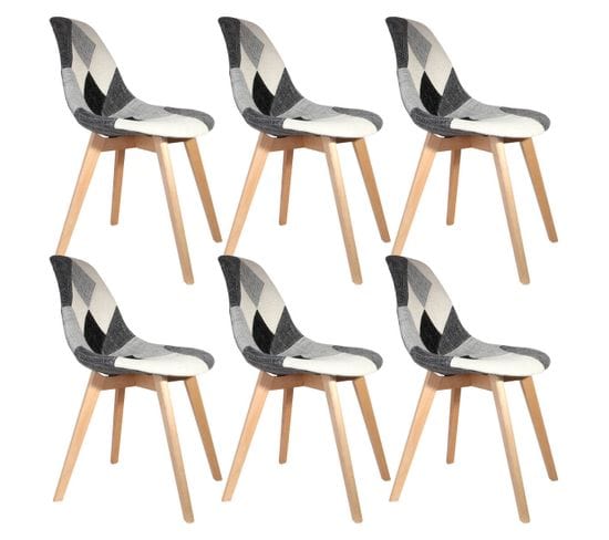 Lot De 6 Chaises Scandinaves Noires Et Blanches - Mozaik