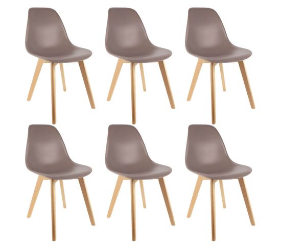 Lot De 6 Chaises Scandinaves Taupe - Melya