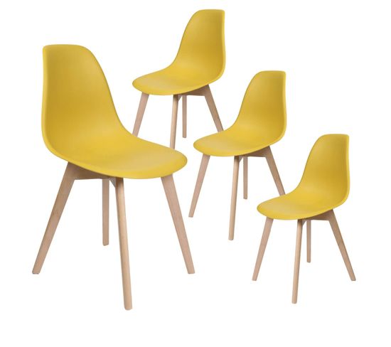 Lot De 4 Chaises Scandinaves Jaune Moutarde - Melya