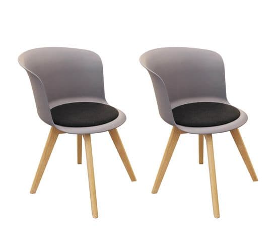 Lot De 2 Chaises Grises Avec Assise Noire - Enael