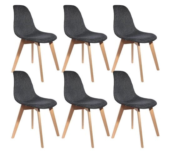 Lot De 6 Chaises Avec Maille Noire Fils Argentés - Stygn