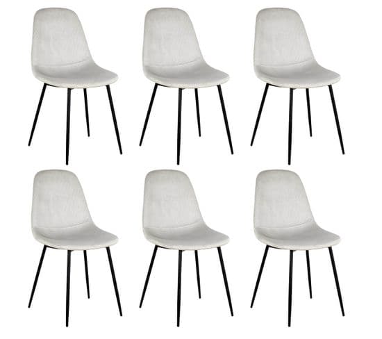 Lot De 6 Chaises Velours Côtelé Gris Clair - Alessia