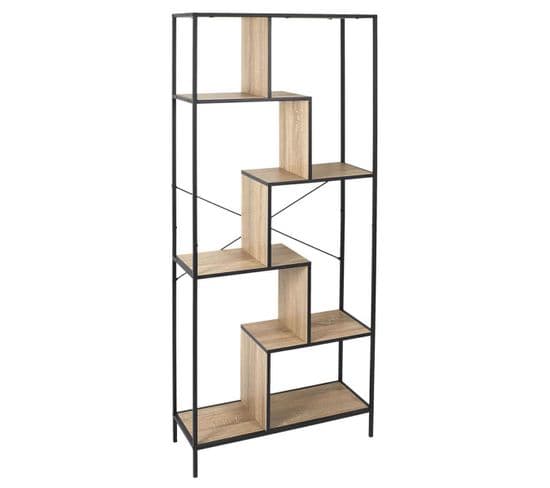 Etagère 6 Niveaux Aspect Bois Et Métal Noir - Endis