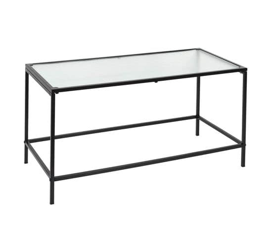 Table Basse Noire Plateau En Verre Texturé - Glassi