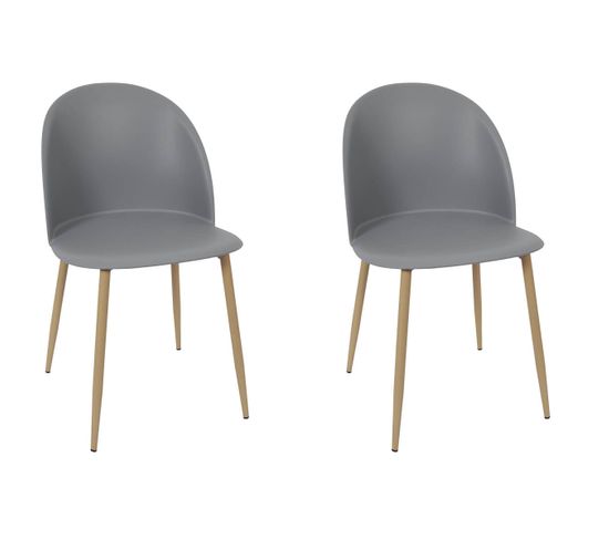 Lot De 2 Chaises Scandinaves Grises - Maddy