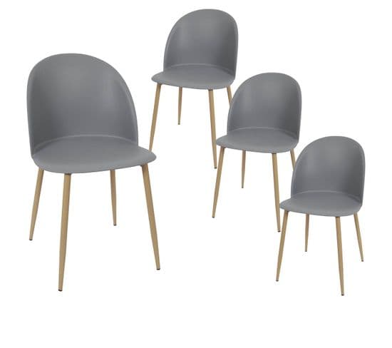 Lot De 4 Chaises Scandinaves Grises - Maddy