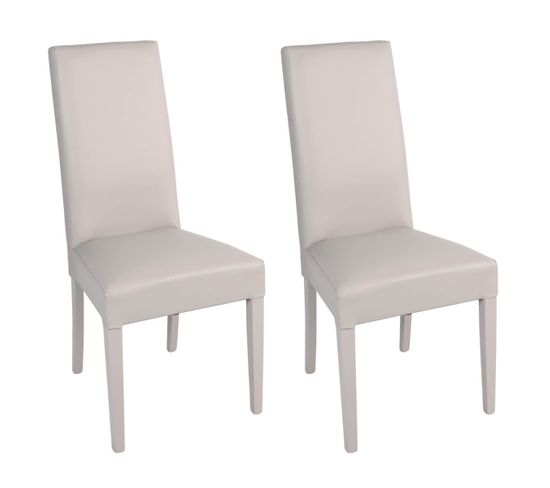 Lot De 2 Chaises Simili Gris Clair Et Pieds Laqués - Torino