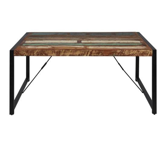 Table Repas 180cm Bois Recyclé Et Pieds Métal Noir - Kali