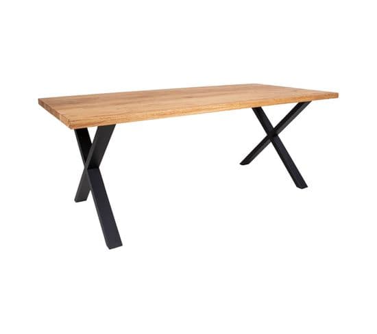 Table Repas 200cm Plateau Chêne Et Pieds Acier - Lunel