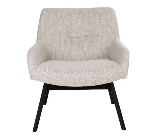 Fauteuil Noyer Massif Noir Et Tissu Sable - Harrow