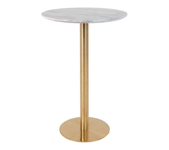 Table Haute Ø70cm Aspect Marbré Et Pied Métal Doré - Tyrol