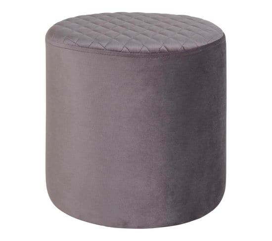 Pouf Rond Ø34cm Velours Coloris Gris - Bubbel