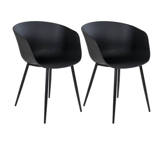 Lot De 2 Chaises Polypropylène Noir Et Pieds Acier - Montana