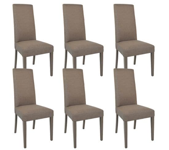 Lot De 6 Chaises Tissu Chevreuil Et Pieds Laqués - Lascala