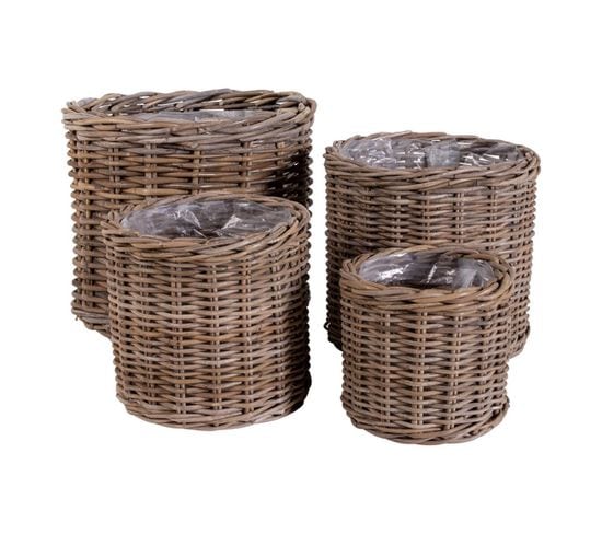 Lot De 4 Paniers Décoratifs En Rotin Naturel - Cocco