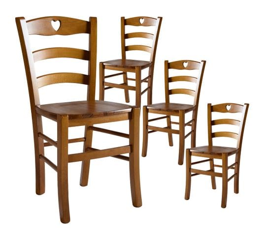 Lot De 4 Chaises Teinté Chêne Et Assises En Bois - Naples