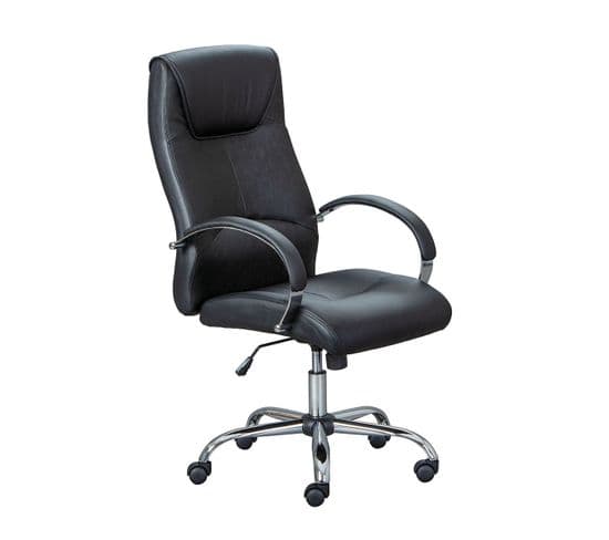 Fauteuil De Bureau Pivotant Simili Cuir Noir - Simon