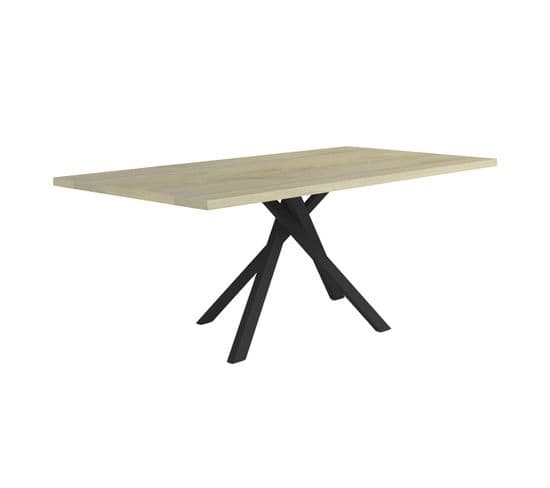 Table 200cm Industrielle Effet Chêne Pied Central - Yuma